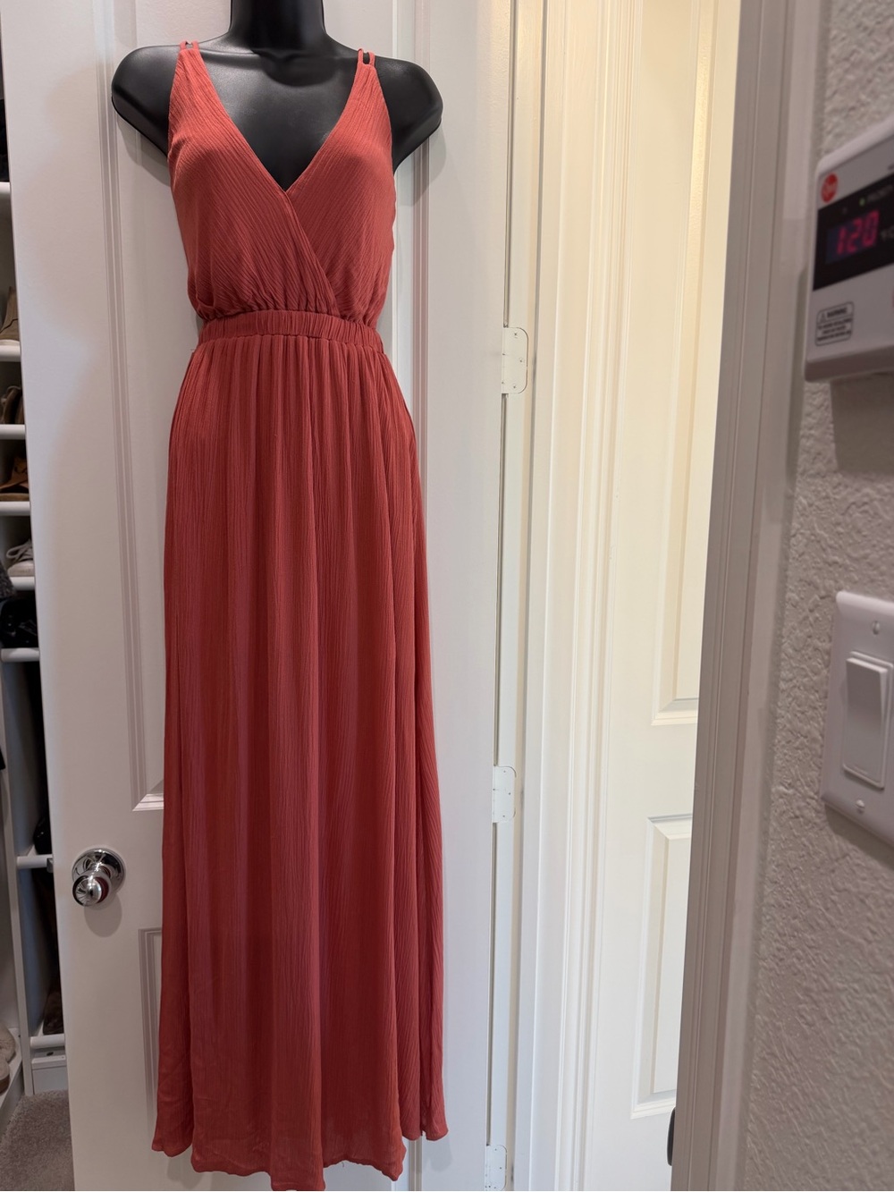 Lulus Lost in Paradise Rusty Rose Open Back Maxi Dress S